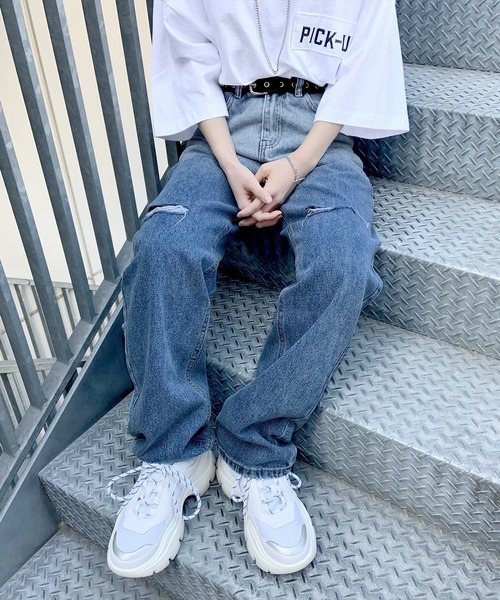 Figments(フィグメンツ)の「グラデーションデニムパンツ(デニムパンツ・レディース・ライトインディゴブルー・SMALL/MEDIUM)」の2枚目の写真