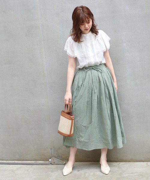 natural couture（ナチュラルクチュール）の「ギャザーフレアカラースカート（スカート・レディース・ブラック/パープル/カーキ/イエロー/ラベンダー・FREE）」の13枚目の写真