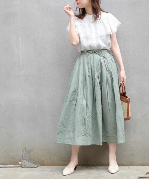 natural couture（ナチュラルクチュール）の「ギャザーフレアカラースカート（スカート・レディース・ブラック/パープル/カーキ/イエロー/ラベンダー・FREE）」の15枚目の写真