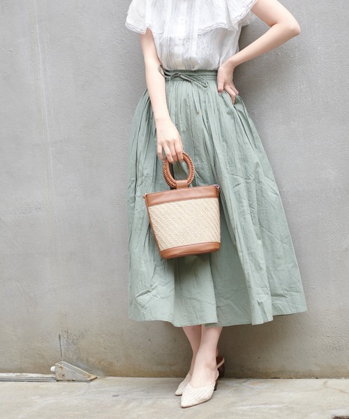 natural couture（ナチュラルクチュール）の「ギャザーフレアカラースカート（スカート・レディース・ブラック/パープル/カーキ/イエロー/ラベンダー・FREE）」の10枚目の写真