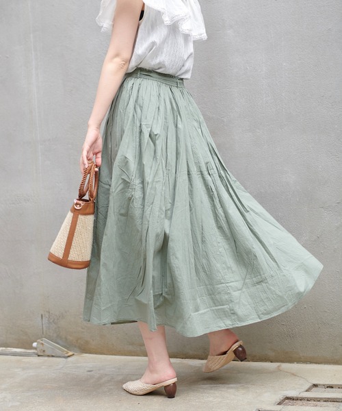 natural couture（ナチュラルクチュール）の「ギャザーフレアカラースカート（スカート・レディース・ブラック/パープル/カーキ/イエロー/ラベンダー・FREE）」の11枚目の写真