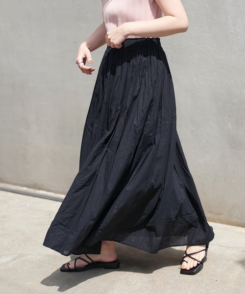 natural couture（ナチュラルクチュール）の「ギャザーフレアカラースカート（スカート・レディース・ブラック/パープル/カーキ/イエロー/ラベンダー・FREE）」の7枚目の写真