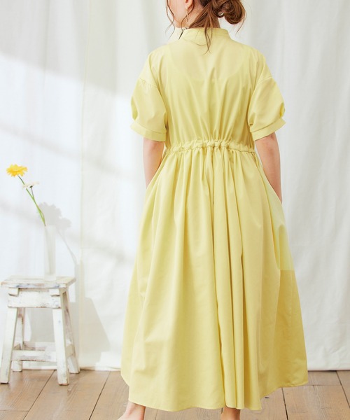 PURIL（ピュリル）の「【PURIL】バンドカラーゆるシャツ半袖ワンピース（シャツワンピース・レディース・ブラック/イエロー/ブルー系その他・S/M/L/XS）」の14枚目の写真