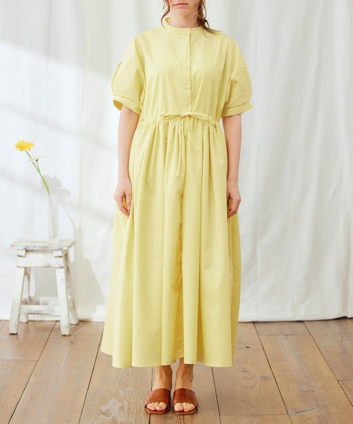 PURIL（ピュリル）の「【PURIL】バンドカラーゆるシャツ半袖ワンピース（シャツワンピース・レディース・ブラック/イエロー/ブルー系その他・S/M/L/XS）」の19枚目の写真