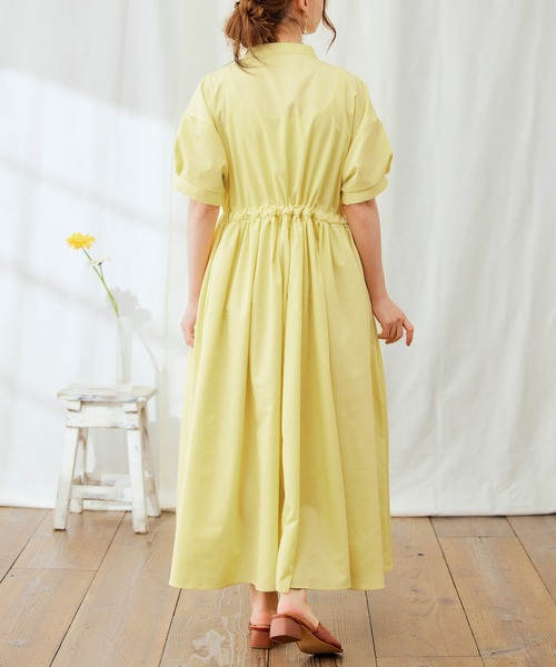 PURIL（ピュリル）の「【PURIL】バンドカラーゆるシャツ半袖ワンピース（シャツワンピース・レディース・ブラック/イエロー/ブルー系その他・S/M/L/XS）」の15枚目の写真