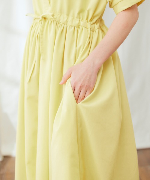 PURIL（ピュリル）の「【PURIL】バンドカラーゆるシャツ半袖ワンピース（シャツワンピース・レディース・ブラック/イエロー/ブルー系その他・S/M/L/XS）」の11枚目の写真