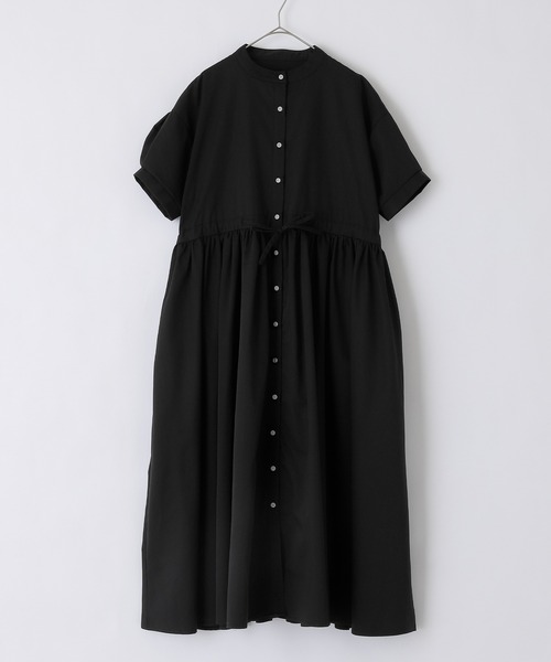 PURIL（ピュリル）の「【PURIL】バンドカラーゆるシャツ半袖ワンピース（シャツワンピース・レディース・ブラック/イエロー/ブルー系その他・S/M/L/XS）」の20枚目の写真