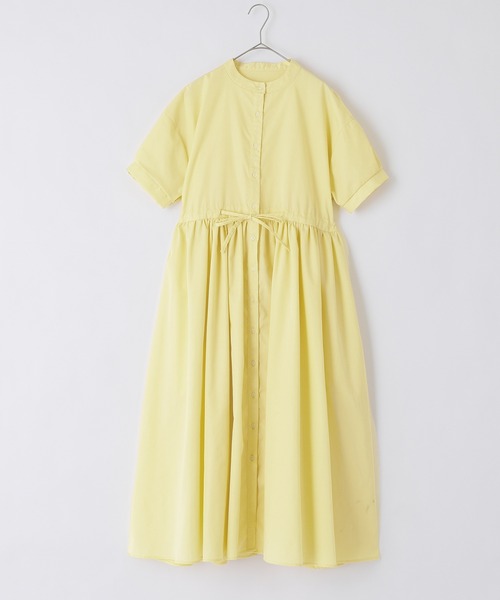 PURIL（ピュリル）の「【PURIL】バンドカラーゆるシャツ半袖ワンピース（シャツワンピース・レディース・ブラック/イエロー/ブルー系その他・S/M/L/XS）」の16枚目の写真