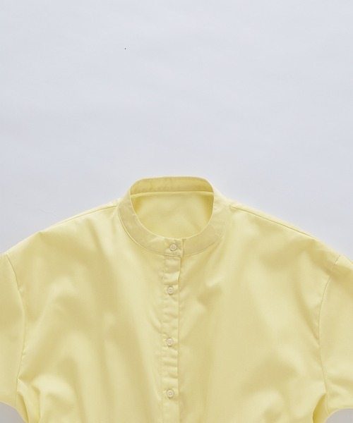PURIL（ピュリル）の「【PURIL】バンドカラーゆるシャツ半袖ワンピース（シャツワンピース・レディース・ブラック/イエロー/ブルー系その他・S/M/L/XS）」の12枚目の写真
