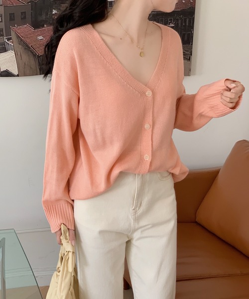 ABITOKYO(アビトーキョー)の「Vネックカーディガン(カーディガン/ボレロ・レディース・ブラック/パープル/グレー/ブルー/イエロー/ピンク/ライトグリーン・FREE)」の7枚目の写真