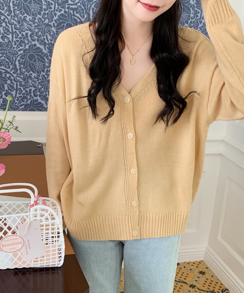 ABITOKYO(アビトーキョー)の「Vネックカーディガン(カーディガン/ボレロ・レディース・ブラック/パープル/グレー/ブルー/イエロー/ピンク/ライトグリーン・FREE)」の6枚目の写真