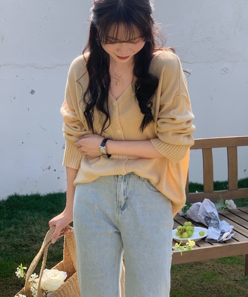 ABITOKYO(アビトーキョー)の「Vネックカーディガン(カーディガン/ボレロ・レディース・ブラック/パープル/グレー/ブルー/イエロー/ピンク/ライトグリーン・FREE)」の9枚目の写真