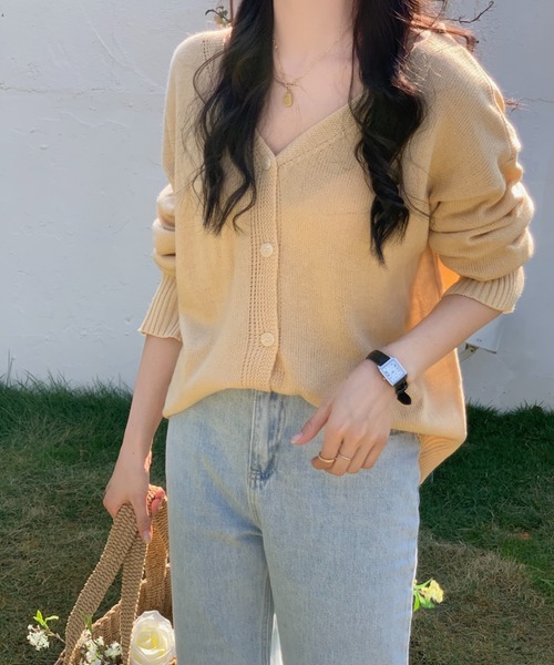 ABITOKYO(アビトーキョー)の「Vネックカーディガン(カーディガン/ボレロ・レディース・ブラック/パープル/グレー/ブルー/イエロー/ピンク/ライトグリーン・FREE)」の11枚目の写真