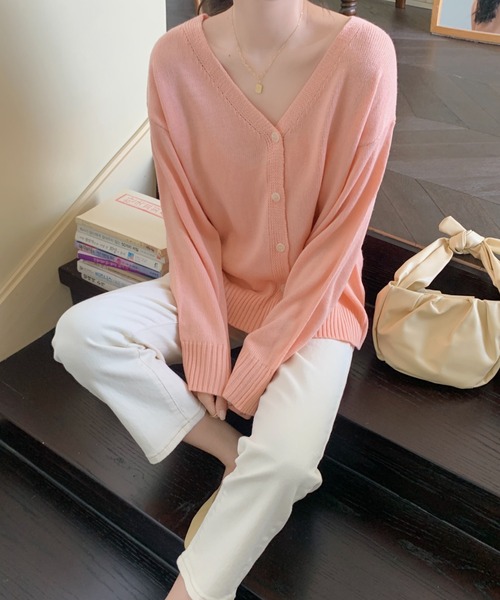 ABITOKYO(アビトーキョー)の「Vネックカーディガン(カーディガン/ボレロ・レディース・ブラック/パープル/グレー/ブルー/イエロー/ピンク/ライトグリーン・FREE)」の12枚目の写真