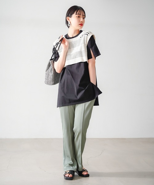 PAGEBOY（ページボーイ）の「スマートイージーテレコパンツ（その他パンツ・レディース・オリーブ/グレイッシュベージュ/ブラック・FREE）」の4枚目の写真