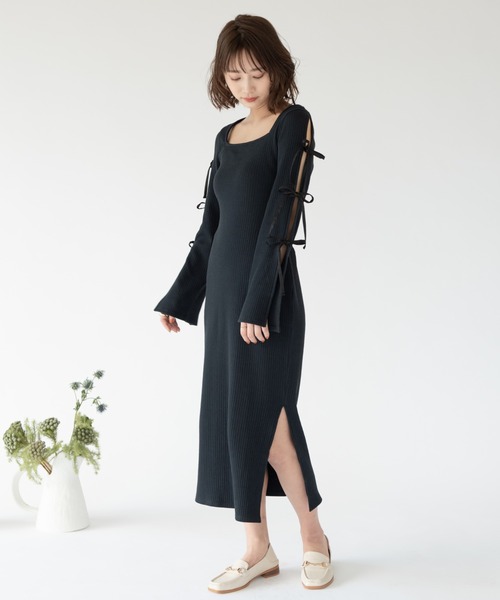 VRIA CHARME（バリアシャルム）の「スリットカットリボンドレス/ワンピース（ワンピース・レディース・ベージュ/ブラック・FREE）」の11枚目の写真