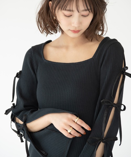 VRIA CHARME（バリアシャルム）の「スリットカットリボンドレス/ワンピース（ワンピース・レディース・ベージュ/ブラック・FREE）」の17枚目の写真