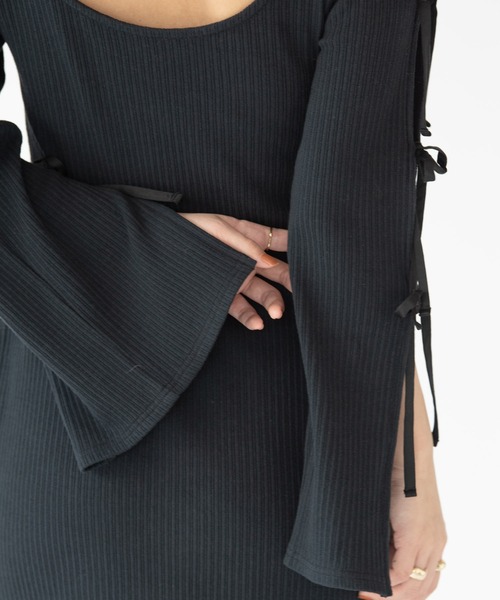 VRIA CHARME（バリアシャルム）の「スリットカットリボンドレス/ワンピース（ワンピース・レディース・ベージュ/ブラック・FREE）」の20枚目の写真