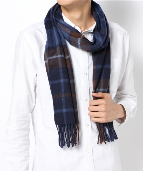 UNITED ARROWS（ユナイテッドアローズ）の「＜BOW＆ARROWS(ボウ アンド アローズ）＞CHK ANG/MIX STL（ストール/ショール・メンズ・ケリー/コバルトブルー/ホワイト・フリー）」の6枚目の写真