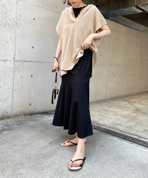 DouDou（ドゥドゥ）の「麻混フーディーフレンチ（ニット/セーター・レディース・ブラック/ベージュ・FREE）」の3枚目の写真