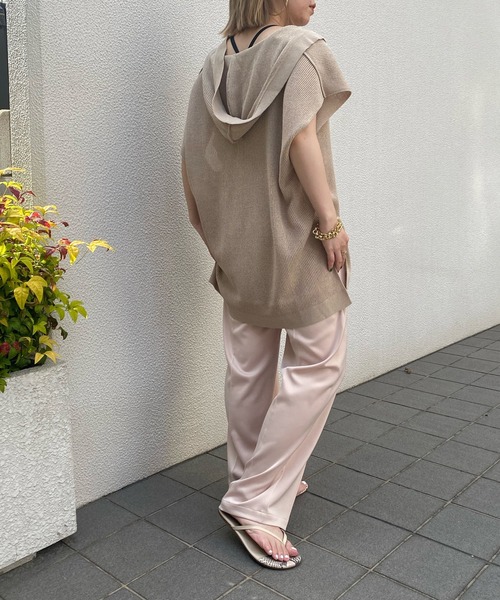 DouDou（ドゥドゥ）の「麻混フーディーフレンチ（ニット/セーター・レディース・ブラック/ベージュ・FREE）」の11枚目の写真