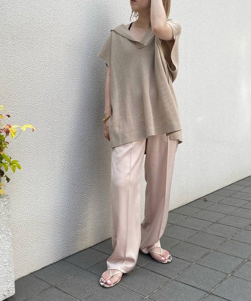 DouDou（ドゥドゥ）の「麻混フーディーフレンチ（ニット/セーター・レディース・ブラック/ベージュ・FREE）」の12枚目の写真