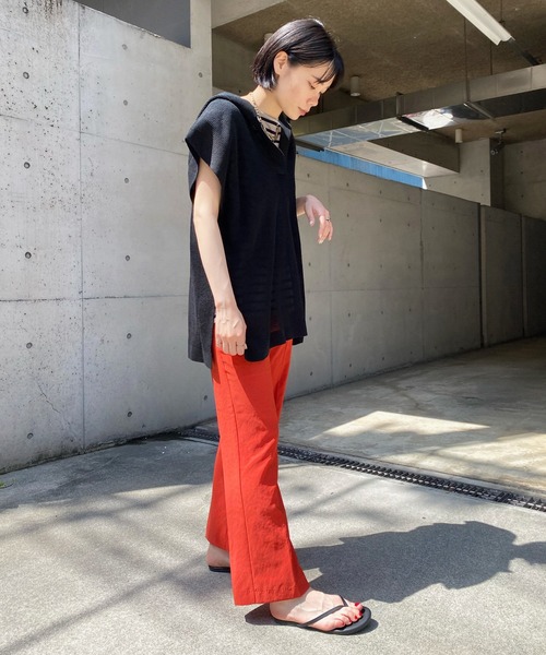 DouDou（ドゥドゥ）の「麻混フーディーフレンチ（ニット/セーター・レディース・ブラック/ベージュ・FREE）」の19枚目の写真