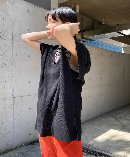 DouDou（ドゥドゥ）の「麻混フーディーフレンチ（ニット/セーター・レディース・ブラック/ベージュ・FREE）」の20枚目の写真