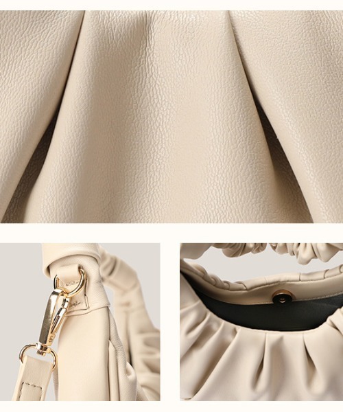 yuue' ( wear )（ユーイ）の「2wayレザーギャザーハンドバッグ ショルダーバッグ（ハンドバッグ・レディース・ベージュ/ライトブルー・FREE）」の10枚目の写真