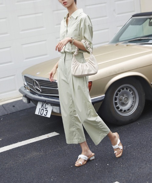 yuue' ( wear )（ユーイ）の「2wayレザーギャザーハンドバッグ ショルダーバッグ（ハンドバッグ・レディース・ベージュ/ライトブルー・FREE）」の4枚目の写真