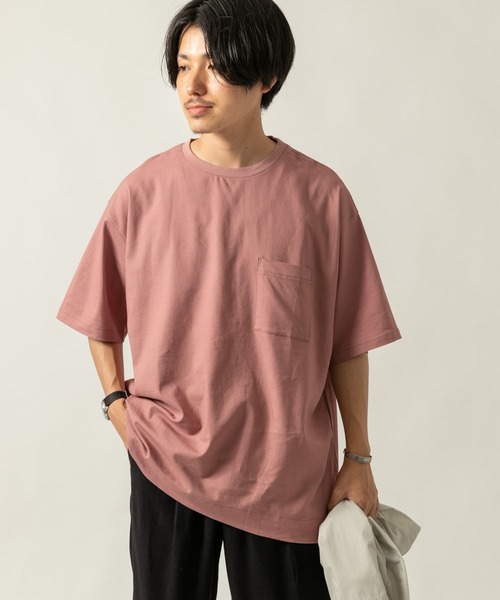 ITEMS URBANRESEARCH（アイテムズ アーバンリサーチ）の「『セットアップ着用可能』麻レーヨン ストレッチ半袖プルオーバー（Tシャツ/カットソー・メンズ・ブラック/カーキ/ピンク/ベージュ・LARGE/MEDIUM）」の4枚目の写真