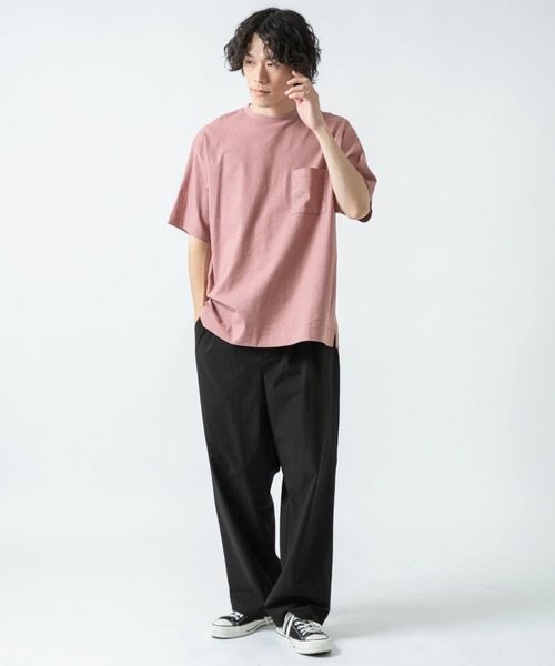 ITEMS URBANRESEARCH（アイテムズ アーバンリサーチ）の「『セットアップ着用可能』麻レーヨン ストレッチ半袖プルオーバー（Tシャツ/カットソー・メンズ・ブラック/カーキ/ピンク/ベージュ・LARGE/MEDIUM）」の9枚目の写真