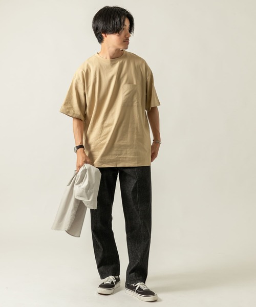 ITEMS URBANRESEARCH（アイテムズ アーバンリサーチ）の「『セットアップ着用可能』麻レーヨン ストレッチ半袖プルオーバー（Tシャツ/カットソー・メンズ・ブラック/カーキ/ピンク/ベージュ・LARGE/MEDIUM）」の17枚目の写真