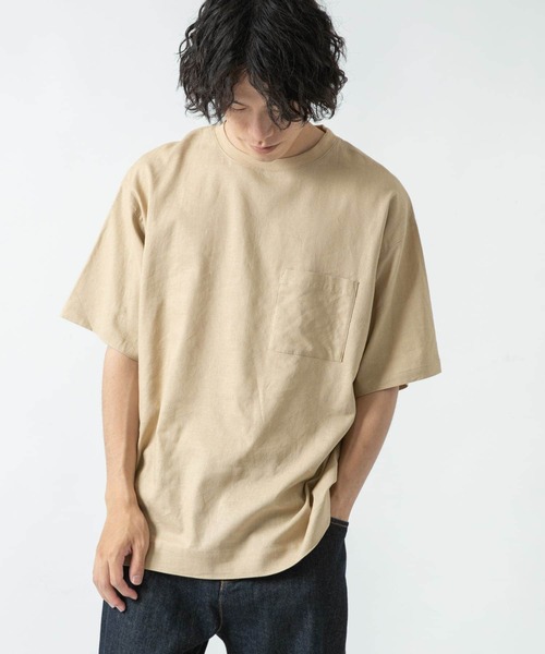 ITEMS URBANRESEARCH（アイテムズ アーバンリサーチ）の「『セットアップ着用可能』麻レーヨン ストレッチ半袖プルオーバー（Tシャツ/カットソー・メンズ・ブラック/カーキ/ピンク/ベージュ・LARGE/MEDIUM）」の18枚目の写真