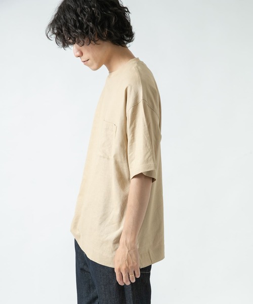 ITEMS URBANRESEARCH（アイテムズ アーバンリサーチ）の「『セットアップ着用可能』麻レーヨン ストレッチ半袖プルオーバー（Tシャツ/カットソー・メンズ・ブラック/カーキ/ピンク/ベージュ・LARGE/MEDIUM）」の20枚目の写真