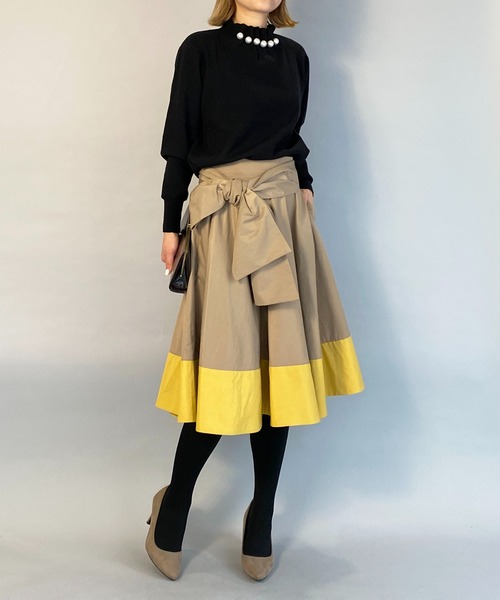 PICCIN（ピッチン）の「衿タックビッグパール付ニット（ニット/セーター・レディース・ブラック/オフホワイト/ピンクベージュ・M）」の14枚目の写真