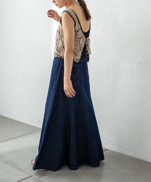 mystic（ミスティック）の「Wrangler別注フレアロングスカート（スカート・レディース・オフホワイト/ブラック/ブルー・1/2）」の12枚目の写真