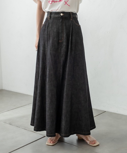 mystic（ミスティック）の「Wrangler別注フレアロングスカート（スカート・レディース・オフホワイト/ブラック/ブルー・1/2）」の22枚目の写真