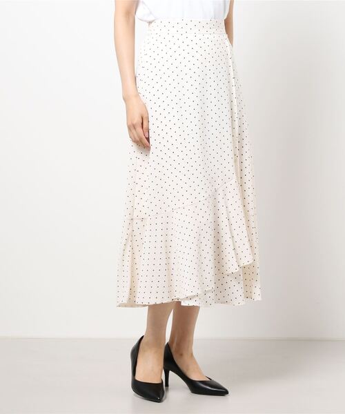 Allamanda(アラマンダ)の「裾切替ラップスカート(SETUP対応)(スカート・レディース・ブラウン系4/ブラウン系その他2/ホワイト系8/ブラック系その他5・M)」の1枚目の写真