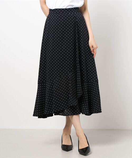 Allamanda(アラマンダ)の「裾切替ラップスカート(SETUP対応)(スカート・レディース・ブラウン系4/ブラウン系その他2/ホワイト系8/ブラック系その他5・M)」の2枚目の写真
