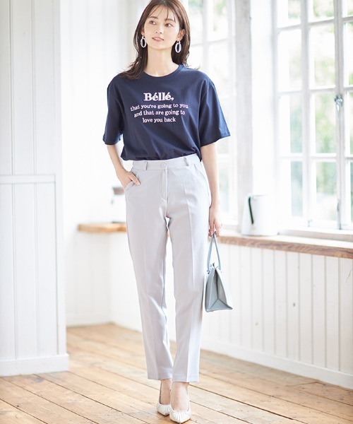Cookie Chocolate(クッキーチョコレート)の「Belle刺繍Tシャツ《bibiroom select》(Tシャツ/カットソー・レディース・ホワイト/ネイビー・M)」の3枚目の写真