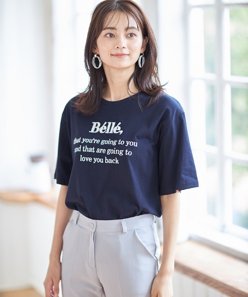 Cookie Chocolate(クッキーチョコレート)の「Belle刺繍Tシャツ《bibiroom select》(Tシャツ/カットソー・レディース・ホワイト/ネイビー・M)」の5枚目の写真