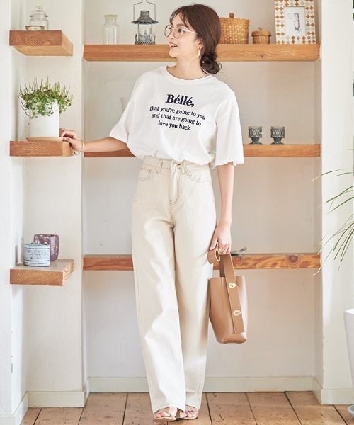 Cookie Chocolate(クッキーチョコレート)の「Belle刺繍Tシャツ《bibiroom select》(Tシャツ/カットソー・レディース・ホワイト/ネイビー・M)」の7枚目の写真