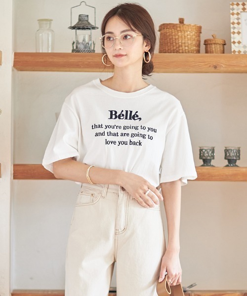 Cookie Chocolate(クッキーチョコレート)の「Belle刺繍Tシャツ《bibiroom select》(Tシャツ/カットソー・レディース・ホワイト/ネイビー・M)」の9枚目の写真