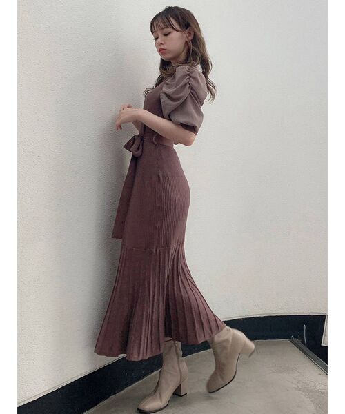 dazzlin(ダズリン)の「シフォンスリーブマーメイドニットワンピース(ワンピース・レディース・ブラック/ベージュ/ブラウン/アイボリー・FREE)」の20枚目の写真