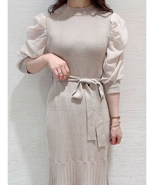 dazzlin(ダズリン)の「シフォンスリーブマーメイドニットワンピース(ワンピース・レディース・ブラック/ベージュ/ブラウン/アイボリー・FREE)」の12枚目の写真
