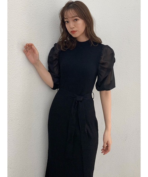 dazzlin(ダズリン)の「シフォンスリーブマーメイドニットワンピース(ワンピース・レディース・ブラック/ベージュ/ブラウン/アイボリー・FREE)」の5枚目の写真