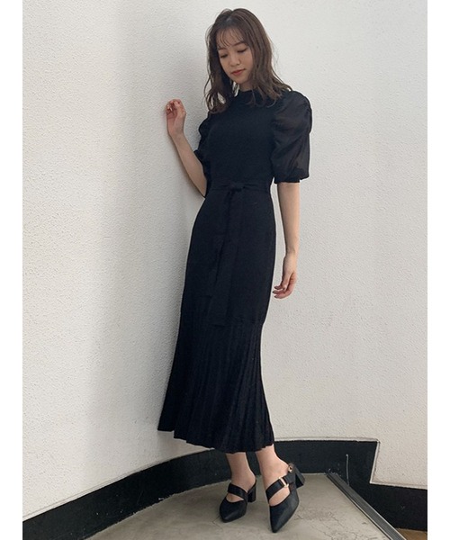 dazzlin(ダズリン)の「シフォンスリーブマーメイドニットワンピース(ワンピース・レディース・ブラック/ベージュ/ブラウン/アイボリー・FREE)」の6枚目の写真