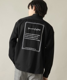 ナチュラルストレッチ バックフォトプリント＆バック刺繍トロミシャツ