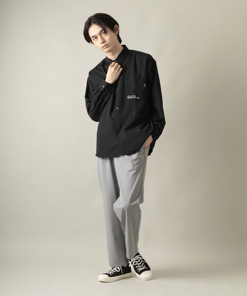 SlashDate(スラッシュデイト)の「ナチュラルストレッチ バックフォトプリント&バック刺繍トロミシャツ(シャツ/ブラウス・メンズ・ホワイト/ブラック/ブラック系その他/ブラック系その他2・M/L)」の5枚目の写真